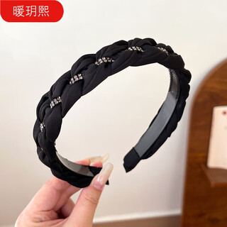 Nuan yuexi headband women's high-end temperament headband face wash hairpin hair bundle headdress 2024 new wide-band toothed hair travel hair cave 1 rhinestone black (all-match temperament)
