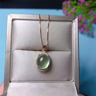 Prehnite pendant s925 silver plated 18k gold natural female ice lucky gemstone necklace white gold