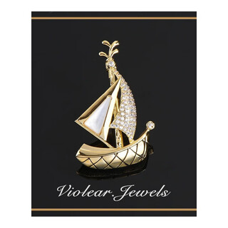 Quamer gold store style smooth sailing natural shell brooch men's and women's high-end suit coat versatile corsage