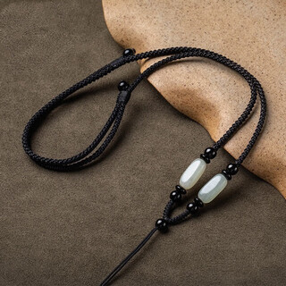 Zhenxi jade pendant lanyard men's pendant rope lanyard safety buckle jade pendant hand-woven rope necklace rope women's pendant rope black hetian jade lanyard adjustable