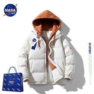 Nasalike official cotton-padded jacket for men winter warm fake two-piece hooded cotton-padded jacket, feather bread fleece jacket for men, cold-proof jacket, khaki xl (recommended 120-135jin jin equals 0.5kg)