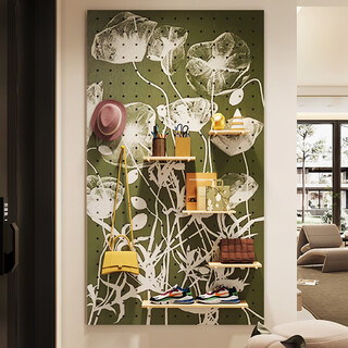 Medieval style lotus leaf entrance hole board storage rack custom wall hole board wall dressing mirror integrated storage shelf multi-layer board customization/square