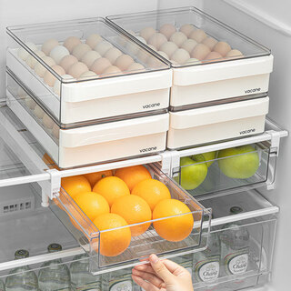 Drawer-type egg storage box for refrigerator, special food-grade kitchen egg box holder for organizing and preserving freshness, 3 layers can store 72 eggs
