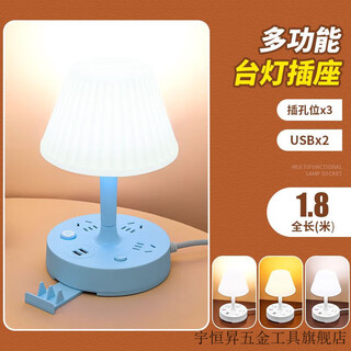 Vinoya multifunctional desk lamp socket home bedroom atmosphere bedside lamp student dormitory led eye protection lamp usb power socket blue 3 sockets + usb total length 0.8 meters