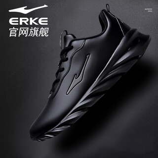 Hongxing erke men's shoes sports shoes winter red star men's casual leather waterproof breathable anti-slip travel running shoes men's leather recommendation black 42