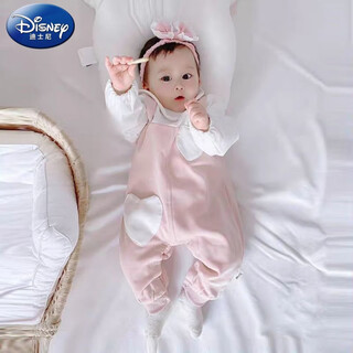 Disney (disney) brand children's clothing baby clothes spring and autumn new newborn clothing set chinese style 03-month-old baby girl crawling suit 6 red