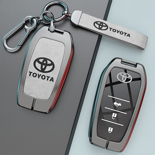 绅创丰田钥匙套凯美瑞卡罗拉雷凌锐放威汉锋兰达荣放亚洲龙汽车扣壳 丰田B款-智能款-灰皮绳款
