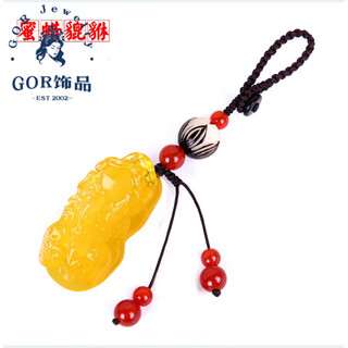 Gor fat donglai's same style beeswax safety buckle pendant amber pendant car keychain men and women couple handmade personality beeswax pixiu handmade keychain