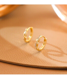 Erli gold earrings, 18k color gold earrings, imitation 999 pure gold retro hoop earrings for women, gift to girlfriend, twisted rope twist earrings s