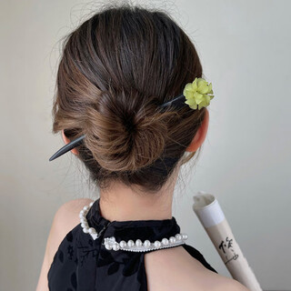 Yue sui ren forest style simple modern hairpin ancient style wooden hairpin fairy high-quality ball hair accessory flower hairpin f0209b