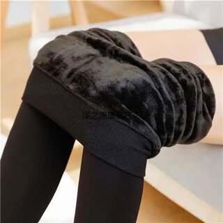 Feiyu winter thickened velvet leggings for women, warm high-waisted slimming one-piece pants for women, black flesh color with feet