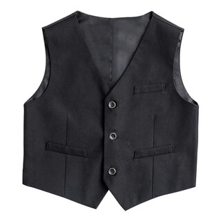 忻悦晴儿童马甲薄款春秋男童加肥加大背心花童礼服学生演出黑色西装马夹 黑色 160cm