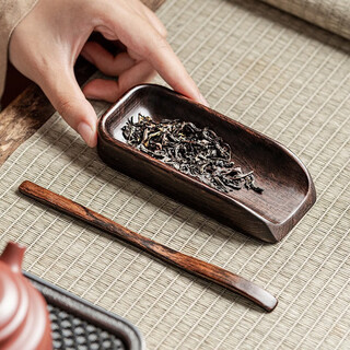 Tang feng solid wood tea set two-piece new chinese style retro tea appreciation tea spoon tea divider tea lotus kung fu tea set tea ceremony accessories tea set (long)