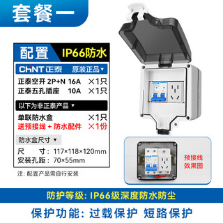 Chint (chnt) outdoor circuit breaker waterproof box outdoor distribution box charging rainproof switch with leakage protection industrial power switch single 16a circuit breaker + 10a five holes