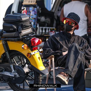 Rhinowalk rhino motorcycle tail bag rear seat bag large capacity hard shell waterproof motorcycle electric vehicle pedal cycling storage matte black mtr4001 hard shell rear seat bag expandable 12l-18l