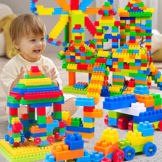 Aiful children's plastic baby building blocks assembled and inserted intellectual toys for boys and girls 3-6 years old children's day gift classic color 408 large particle storage box