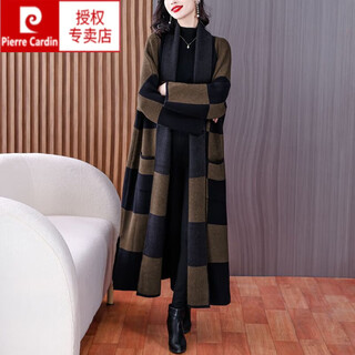 Pierre cardin (pierre cardin) autumn and winter retro temperament mid-length plaid windbreaker coat for ladies high-end slim loose over-the-knee coat main picture color l (125-140jin jin equals 0.5 kg)