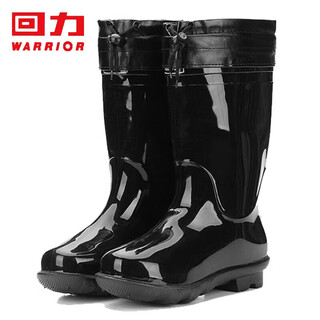 Pull-back rain boots for men, plus velvet and cotton to keep warm, fashionable rain boots, water shoes, outdoor waterproof, non-slip and wear-resistant hl838 mid-tube black size 42