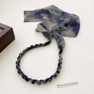 Mixin streamer headband female korean simple hairband bow braided hair rope headdress sweet super fairy hairpin internet celebrity headband ink gray