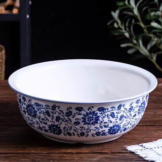 Oiyou and basin blue and white porcelain kneading basin old-fashioned ceramic basin large thickened hair basin household 36 blue and white basin one pack