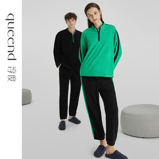 Chundu is soft, light and warm, polar fleece pajamas, autumn and winter thickened couple wear, men's and women's casual sports home wear, emerald green/charcoal black m