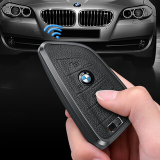 迪加伦 高档真皮金属 宝马车用钥匙套 宝马新3系5系6系GT刀锋X1IX3X5LX7 钥匙包壳 深空灰+钥匙扣