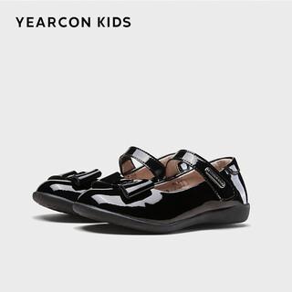 Yierkan children's shoes spring children's leather shoes glossy black leather shoes for girls medium and large children's princess shoes black size 35 suitable for feet length 20.5