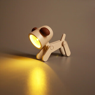 Yunya puppy dinosaur night light ornament cute pet bedroom bedside sleep mini table lamp desktop birthday gift beige puppy