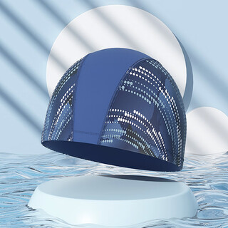 Pull-back swimming cap for men, non-stretching, women's comfortable swimming cap, adult enlarged head circumference, professional swimming equipment 71956h, camouflage blue, comfortable cloth cap