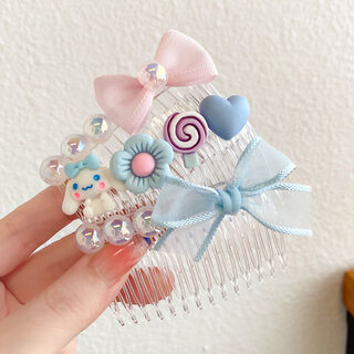 Zhio children's cartoon transparent hair comb for broken hair on the back of the head for little girls to arrange bangs and insert comb hairpins blue cinnamon dog transparent hair comb (set of 3)