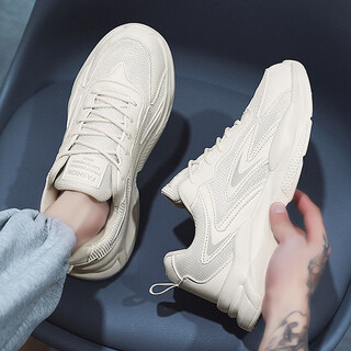 Patal Vieton Primavera y Autumn Men's Shoes High-Selevation Running White White Mesh Casual Little Pad White Padian Putian Shoes Men Beige 826 42