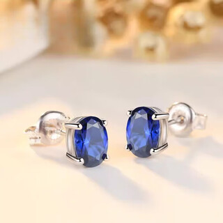 Fat donglai's same style sapphire earrings for women, japanese and korean fashion colored gemstone earrings, tanzanite earrings accessories