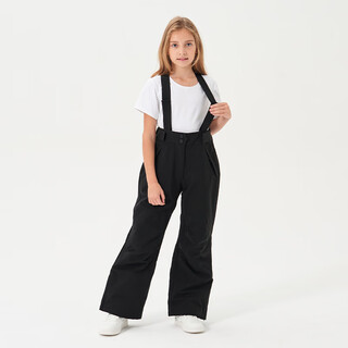 Mutuxue children's bib ski pants boys ski wear girls waterproof warmth wear-resistant winter outdoor equipment black 160cm