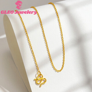 Dl 1998 fat donglai same style 18k gold plain chain necklace gold-plated 18k gold female clavicle chain au750 color gold o-shaped chain for girls 18k gold o-shaped chain m buckle