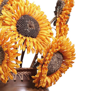 Aesthetic hacker sunflower dried flower bouquet dried flower real flower decoration everlasting flower living room natural sunflower simulation flower floor golden single real flower rod length 50-70 cm