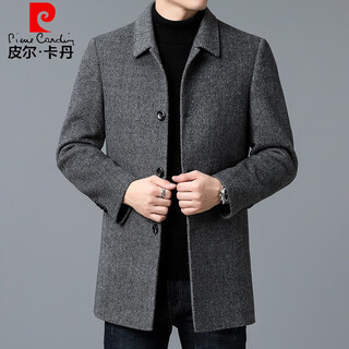 Pierre cardin brand high-end double-sided woolen coat men's medium-length business casual high-end woolen coat thickened cashmere windbreaker gray y2007 model 180/96a