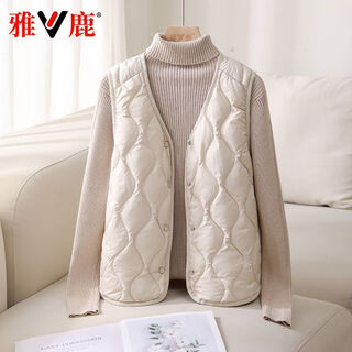 Yalu 2025 autumn and winter new style light down jacket liner women's vest with warm slim vest vest light warm jacket off-white xl recommended 115-130jin jin equals 0.5 kg