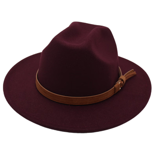 Kt retro british top hat men and women concave shape model big brim felt hat temperament jazz hat stage imitation woolen hat burgundy one size
