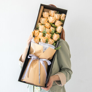Laiji flower gift box express rose bouquet confession gift for girlfriend birthday gift nationwide delivery 19 champagne rose gift box