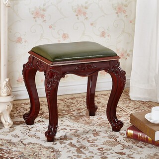 Lnga landgre guzheng piano stool single european dressing table stool american makeup chair chinese classical household stool round stool brown brown dark square stool green surface 45 cm high