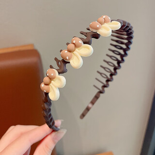 Bary reef children's brown hairband girls with teeth anti-slip girls 2024 new head hole hairpin headband baby headband female model dark coffee rabbit ears