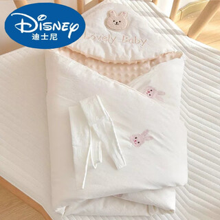 Disney newborn baby quilt autumn and winter thickened baby going out cotton quilt soft beanie baby delivery room wrap quilt pink rabbit cotton double bladder quilt cover + thin thick quilt 90x90cm