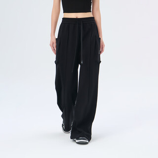 Fun2024 autumn and winter new trendy brand casual pants women's loose simple sports trousers comfortable straight pants black l