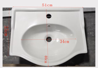 Ceramic integrated washbasin, built-in washbasin, bathroom bathroom cabinet, big belly basin, high side single basin, 50 single basin + free drain installation glue