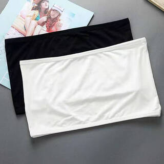 1/2 pack of strapless bra-wrapped underwear, feminine one-piece anti-exposure one-piece student bottoming summer new tube top, white + black, plus size, recommended 120~140 jin jin equals 0.5 kg