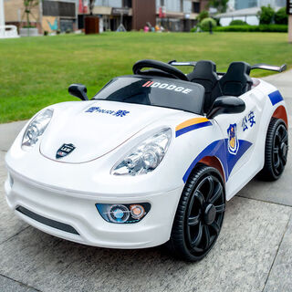 Babypure shine children's electric car four-wheel car baby police car stroller for boys and girls with remote control to sit on and swing toy car luxury with dual drive white remote control swing + bluetooth large default