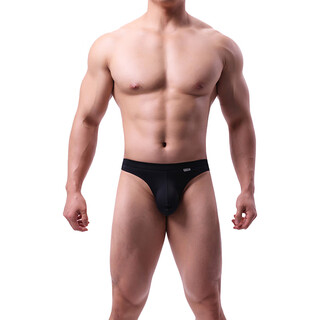 Captain fearless men's underwear thong men's low-waist tight sports pants youth sexy bag large size breathable thong black 1 pair l (weight 135-165jin jin equals 0.5 kg)