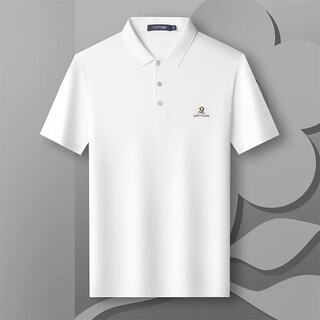Montagut summer men's short-sleeved polo shirt lapel with mulberry silk knitted t-shirt embroidered and breathable white 52
