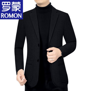 Romon woolen suit jacket for middle-aged men 2023 autumn and winter new men's formal fit casual suit black 170/m recommended 95-120jin jin equals 0.5 kg
