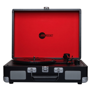 Arkrocket curiosity series retro bluetooth vinyl record player suitcase audio gramophone vinyl record player american home black red
